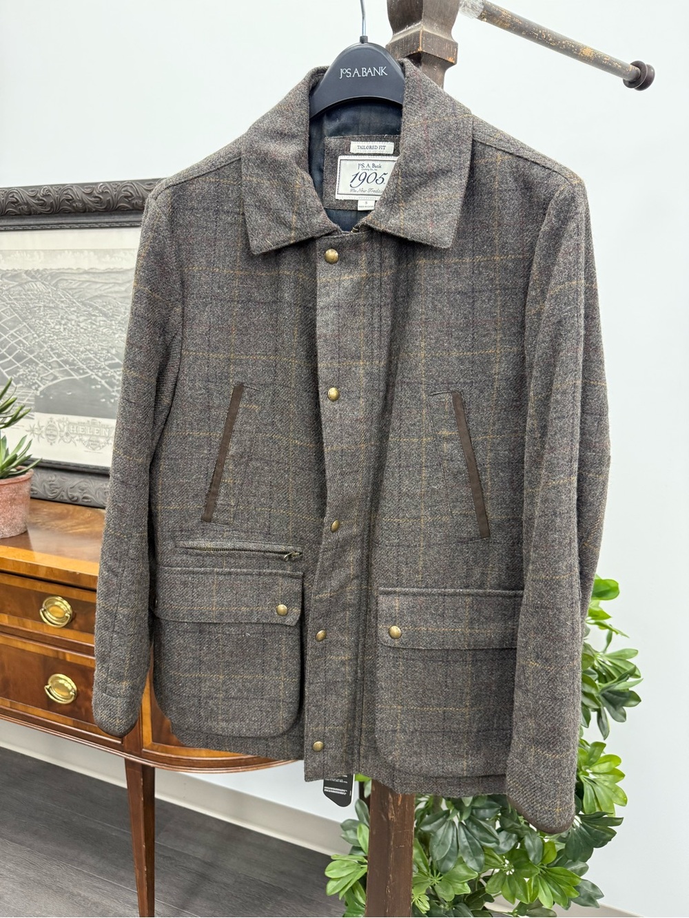 Jos. A. Bank Brown Plaid Wool Field Jacket